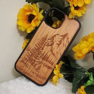 Wooden Mountain Design Phone Case I Phone 15